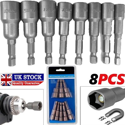 8Pcs 6mm To 13mm 1/4" Hex Magnetic Nut Driver Drill Bit Set Metric ...