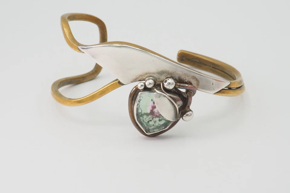Sunz vintage? Brazalete Art Studio Sandía Turmalina Mezcla Metal Floral Foto 3 de 4