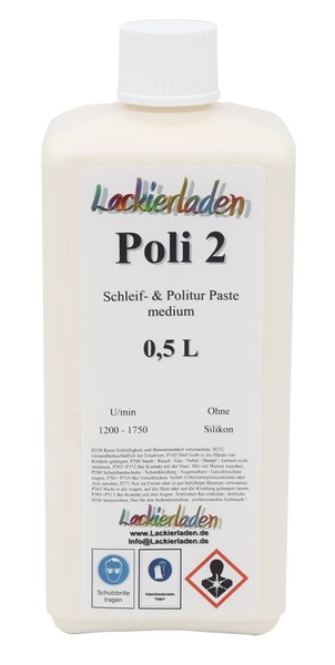 Poli 2 Schleif- & Politur Paste Medium 0,5 L | Polierpaste Schleifpaste Polieren-image