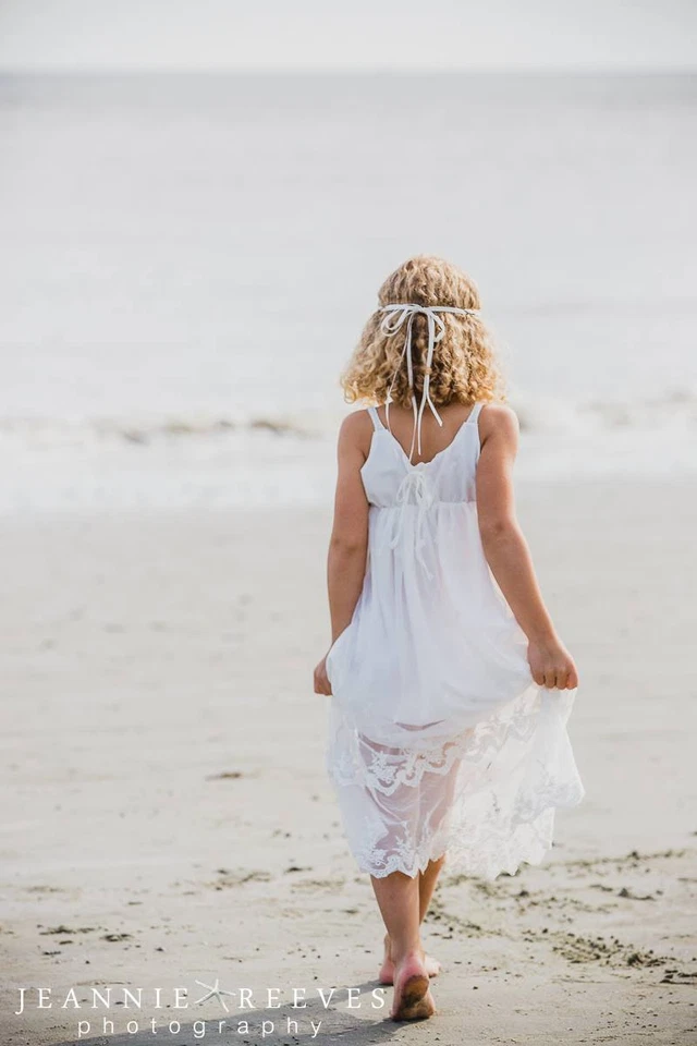 Vestido de playa para niña con flores, vestido boho de encaje para niña con flores, de Ellura Sage Foto 4 de 4