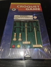 Portable Mini Croquet Game 4 Balls 6 Wickets 2 Mallets 2 Stake Markers CIB