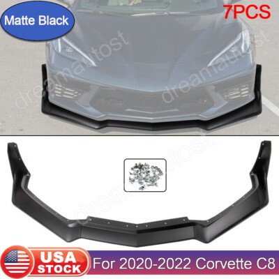 Fits 2020-2025 Chevy Corvette C8 ZR1 Style ABS Front Bumper Lip 7PCS Matte Black
