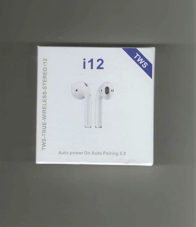 TWS True Wireless Stereo i12 Earbuds White Auto Pairing 5.0 Auto