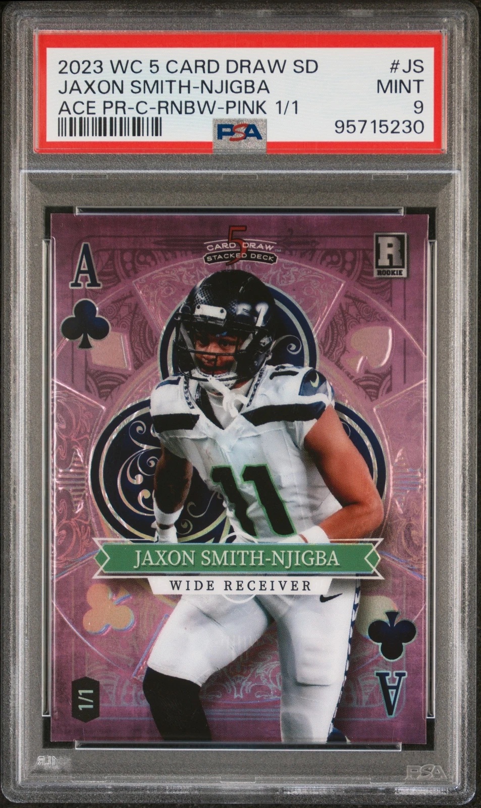 Jaxon Smith-Njigba Wild Card 5 Card Draw Stacked Deck Ace Promo #JS Spade-Lazers Foil-Blue