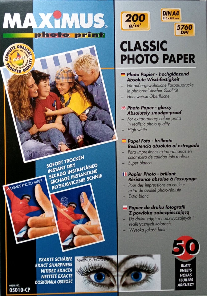 FOTOPAPIER CLASSIC paper 200g GLANZ Photo Inkjet A4 A5 A6 9x13 10x15 13x18 18x24