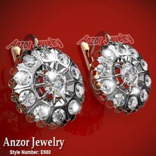 Ohrringe Weißtopas im europäischen Stil in 14 Karat Rosé- und Weißgold 17 mm #E980
