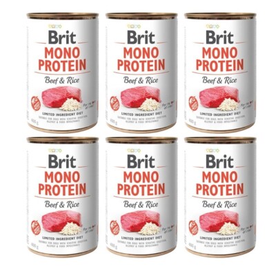 6x400 g BRIT Mono Protein Beef & Rice Nassfutter mit Rind und Reis alle Rassen