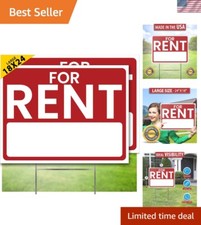 Attractive For Rent Signs 2 Pack - Large 24"x18" Easy Install with Stakes