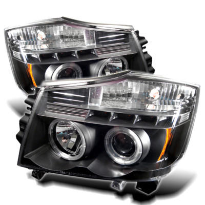 Fit Nissan 04-15 Titan / 04-07 Armada Schwarz Dual Halo LED Projektor Headlights
