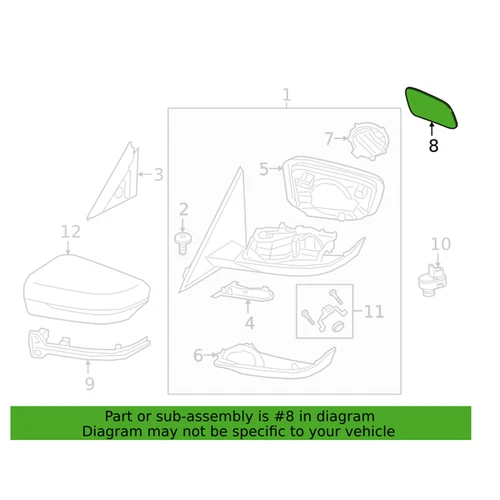 Genuine OEM Passenger Door Mirror Glass Convex For BMW G20 G22 G23 330i 430i M4