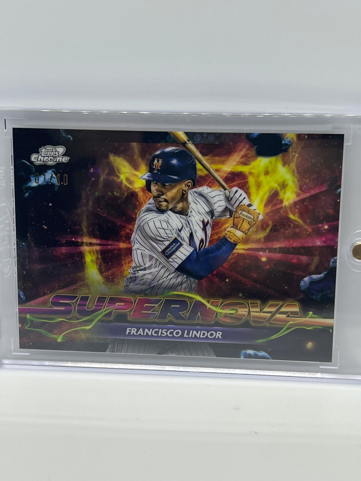 2024 Topps Chrome Cosmic Francisco Lindor Black Eclipse Supernova Case Hit /10