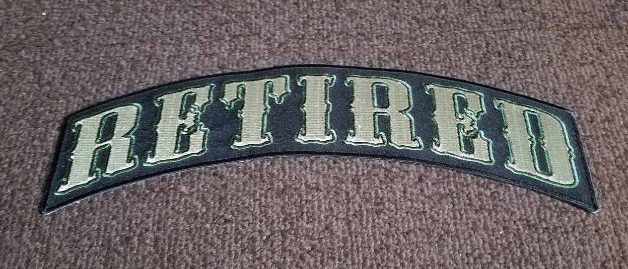 Reflective Retired Rocker Patch Retired TOP Rocker Harley Military MOTORCYCLE Back Patch | eBay