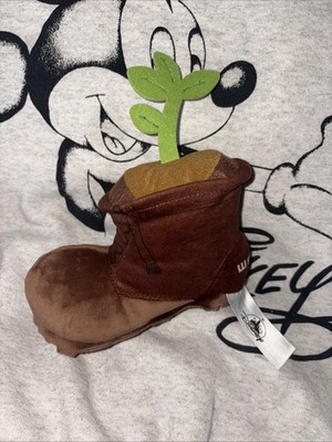 Disney Parks Rare Pixar Wall-E Brown Boot With Green Plant 7'' Stuffed Plush Toy