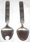 Vintage Pewter Handle Salad Fork Spoon Serving Set H.S.Norway Heilag Olav — photo 1