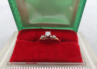 14K Gold Diamant Ring Bandgröße 7,25 Versprechen 1,89 Gramm Vintage 1/4 Karat Mitte