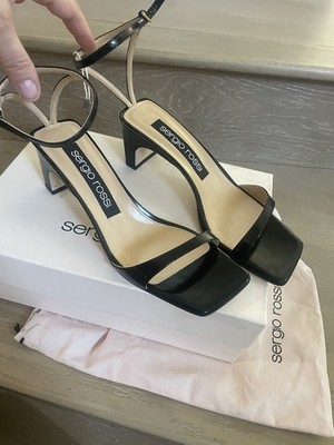 NIB Sergio Rossi Black Patent Leather Heels Size 39, US 8.5 9 Made In Italy New