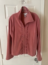 Susan Graver Style Gorgeous Pink Zip Jacket Women Sz XL Gorgeous ruffle