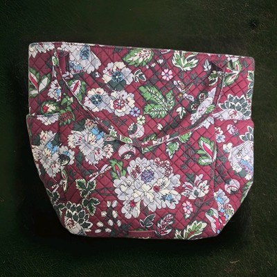 Vera Bradley Compact Weekender Travel Bag Bordeaux Blooms With Dragon Flies