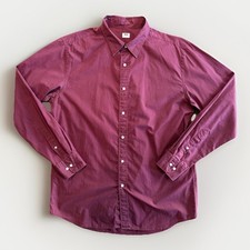 Uniqlo Men’s Button Up Dress Shirt Size L Maroon Burgundy Smart Casual Office