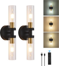 Battery Operated Wall Sconces Set of 2, 330 Rotation 3000K-6000K Dimmable Wirel