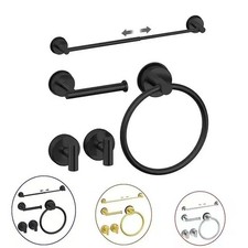 5Pcs Gold Bathroom Hardware Towel Bar Set - Extendable Bathroom Accessories Set