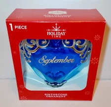 Holiday Time Sapphire September Birthstone Christmas Tree Heart Ornament 2025