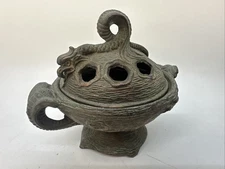 Vintage Bronze Incense Burner with Lid and 3  DRAGONS FREE SHIPPING