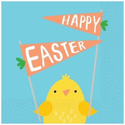 Frohe Ostern Küken Getränk Servietten 2-lagig Pk16 Größe 25 cm