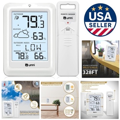 Stylish Indoor/Outdoor Thermometer - Wireless Humidity & Temperature Indicator