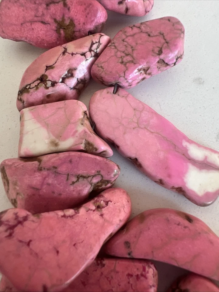 Окрашенный розовый бирюзовый ожерелье - ручной работы - Изображение 3 из 4