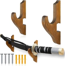 Chunful 2 Pcs Sword Wall Mount Holder 5.91 x 2.76 x 1.38 inches, Brown 