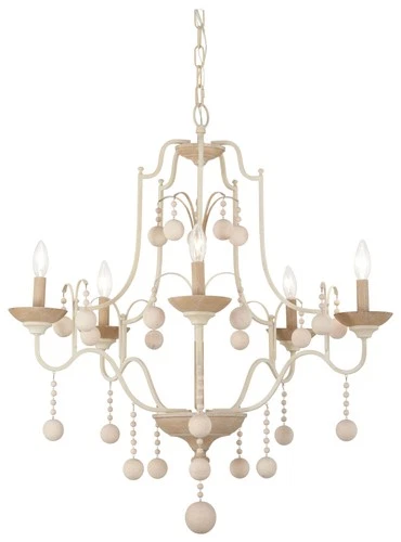 Minka Lavery 2665 Colonial Charm 5 Light 28"W Taper Candle Style - White Wash - Picture 1 of 4