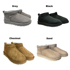 UGG Women's Classic Ultra Mini 3.5" Shaft Suede  Sheepskin Lined Boot