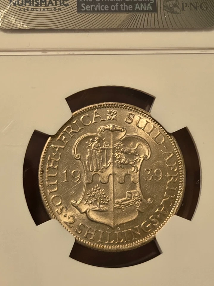 1939 África do Sul 2 Xelins NGC aUNCERY BOM ESPÉCIME - Imagem 2 de 2