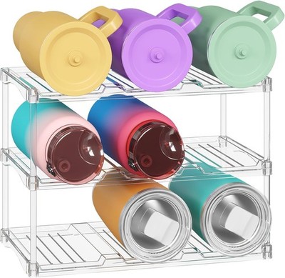 Lifewit Stackable Bottle Storage Organizer, Clear Freestanding Wine Holder for C