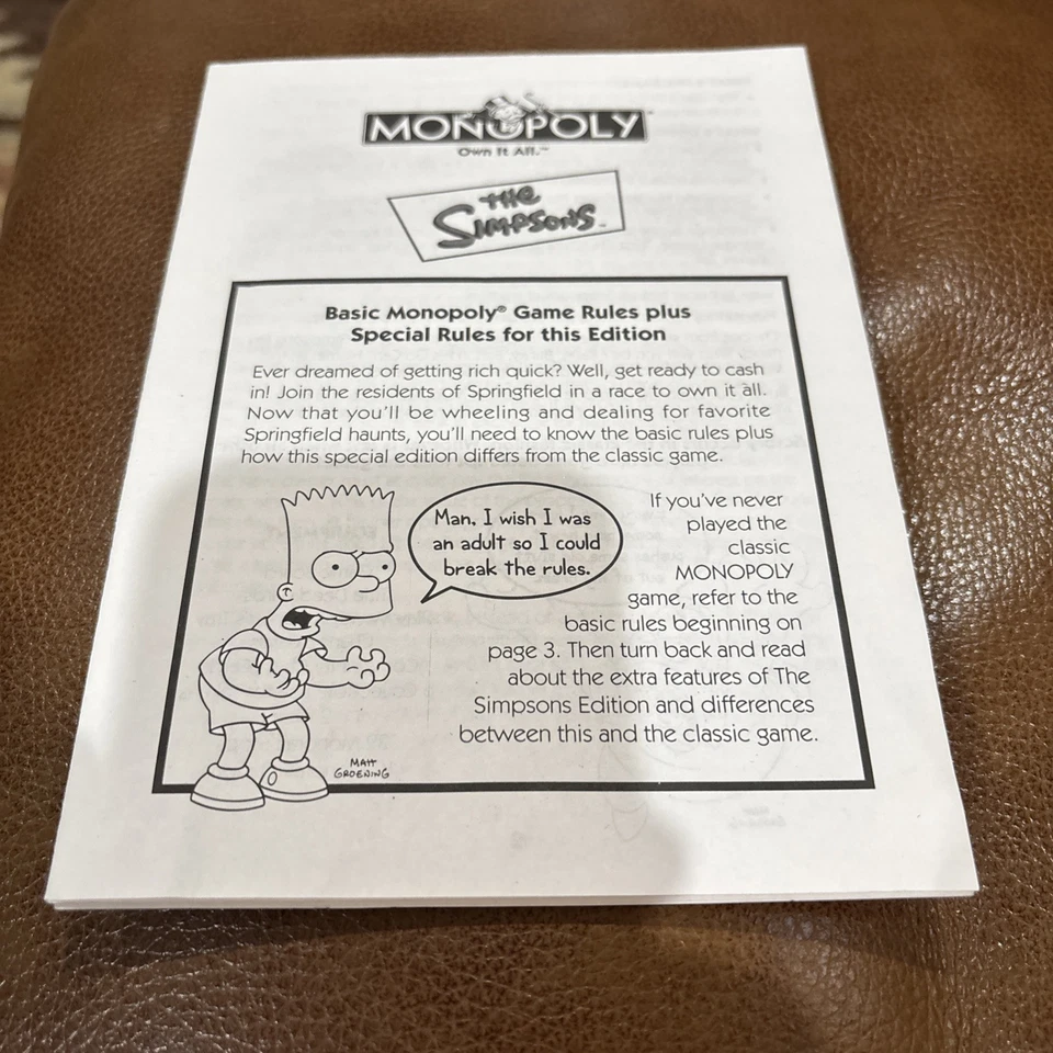 Monopoly 2001 The Simpsons Replacement 28 Title Deed Cards Money & Cards EUC - Image 2 of 4