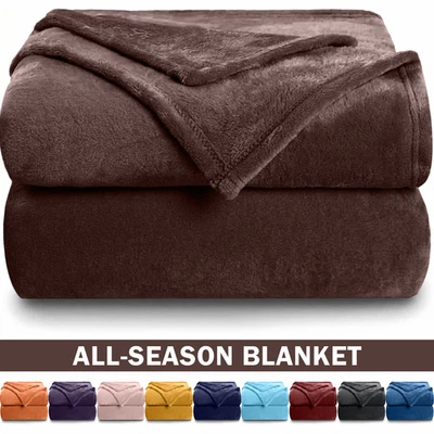 Super Soft Fleece Blanket Bed Sofa Throw Large Faux Fur Reversible Travel Throw - Image 1 of 4