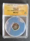 1964 SILVER 10 CENTS ANACS GRADED MS63 CANADIAN DIME