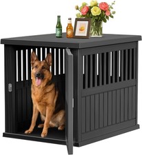Resin Dog Crate Furniture Sturdy Dog Kennel W/ Safety Lock  Ventilation
