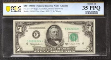 1950 D $50 FEDERAL RESERVE STAR NOTE ATLANTA FR.2111-F* PCGS CH VF 35 PPQ (224*)