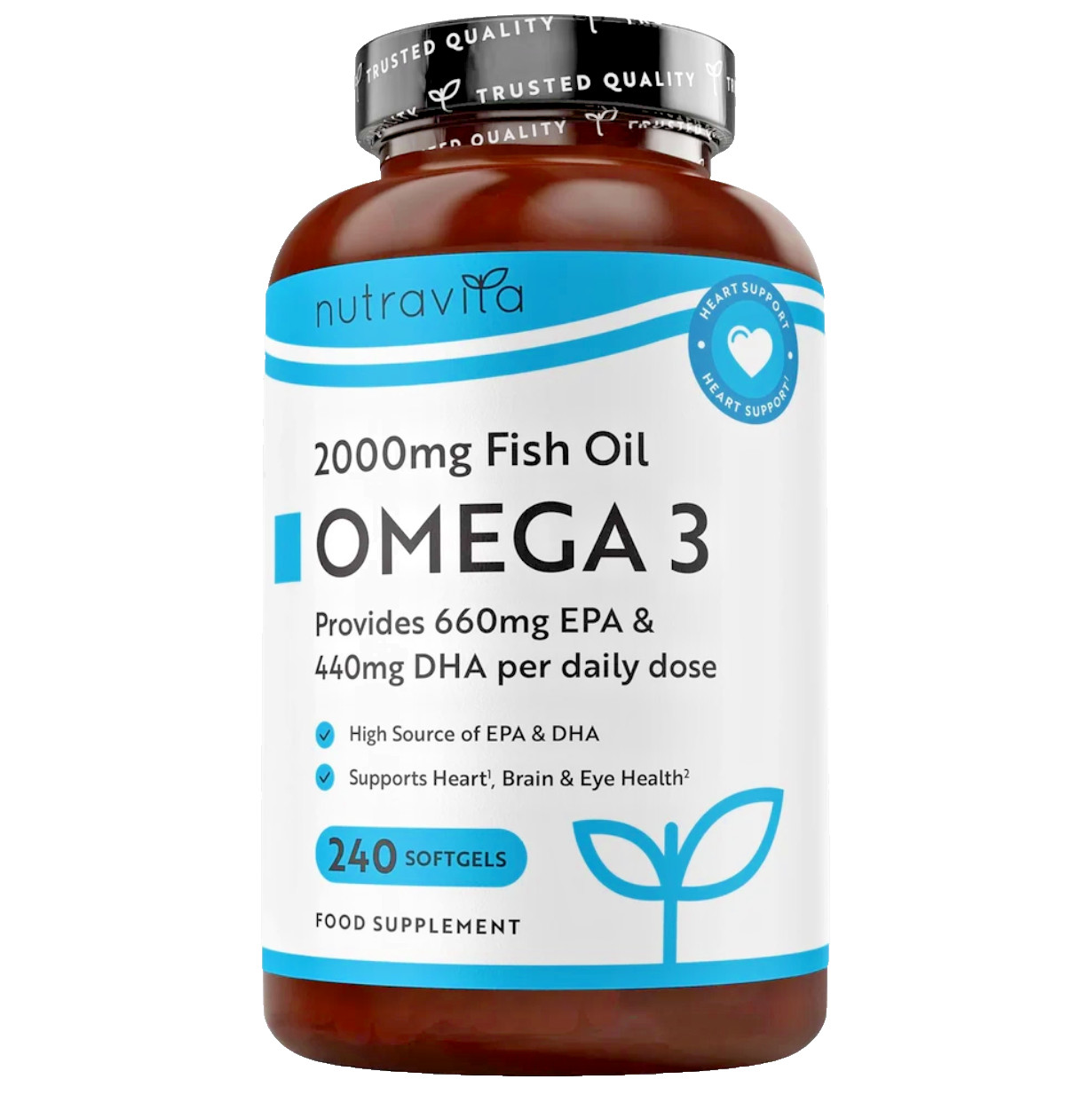 Omega 3 2000mg Fish Oil - 660mg EPA/440mg DHA High Dose - Brain Heart Joint Care