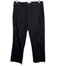 FRAME Black distressed LE TOMBOY TROUSER pants size 28 100 Cotton