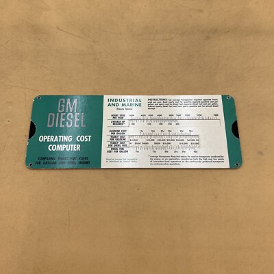 GM Diesel Operating Cost Computer Sliding Chart Guide Series 53/71 Truck Models
