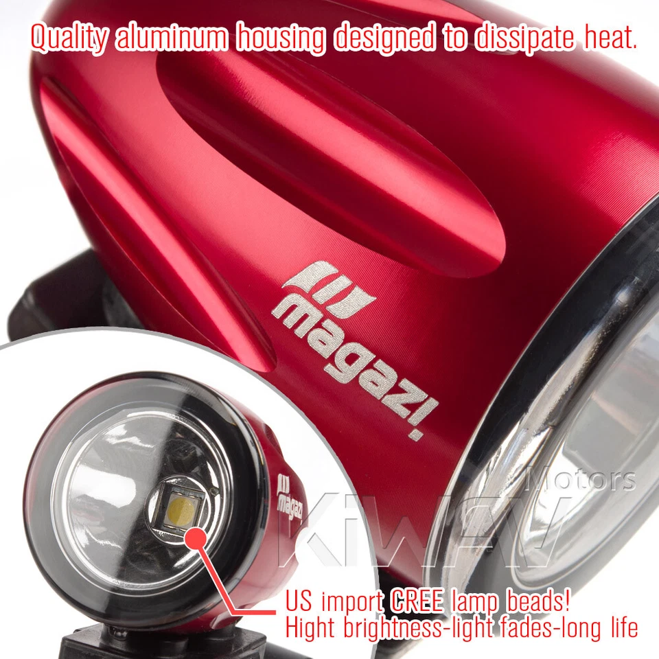 mini foco de luz LED carcasa roja 22-25 mm diámetro barra se adapta a Suzuki Yamaha Foto 3 de 4