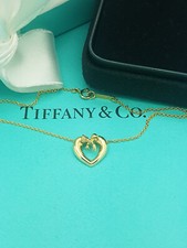 Tiffany & Co. Very Rare Open Heart Bow Ribbon 18Ct Yellow Gold 16" Necklace