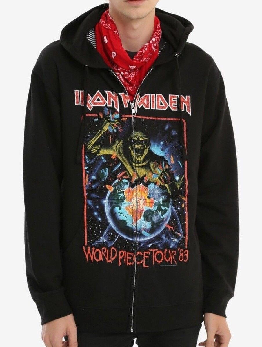 Iron Maiden WORLD PIECE TOUR Zip Up Hoodie Hooded Sweatshirt Iron Maiden WORLD PIECE TOUR Zip Up Hoodie Hooded Sweatshirt