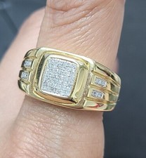 DEAL! 0.25CT NATURAL ROUND DIAMOND MEN'S RING 10K YELLOW GOLD 6.70grams