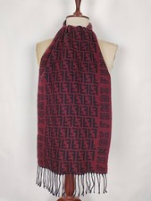 Fendi genuine vintage patterned Black / Maroon Wool winter Scarf Scarves