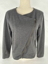 Banana Republic Charcoal Gray Full Zip Crew Neck Sweatshirt Women s Size Medium