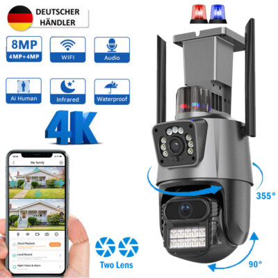 8MP 4K HD FUNK WLAN WIFI IP NETZWERK CAMERA Outdoor ÜBERWACHUNGSKAMERA AUßEN PTZ